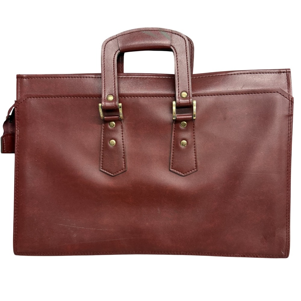 Airway Brown Business Case Mens 16" Vinyl Briefcase Soft Sided Portfolio Bag